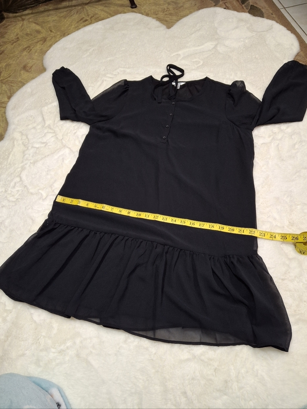 Draper James Long Sleeve Flounce Ruffle Tier Black Dress   Women Size Medium - Picture 12 of 15